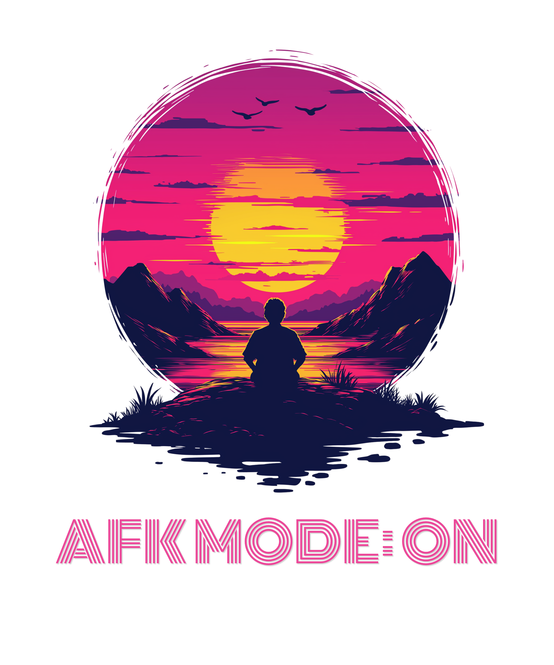 AFK Mode On synthwave gamer design