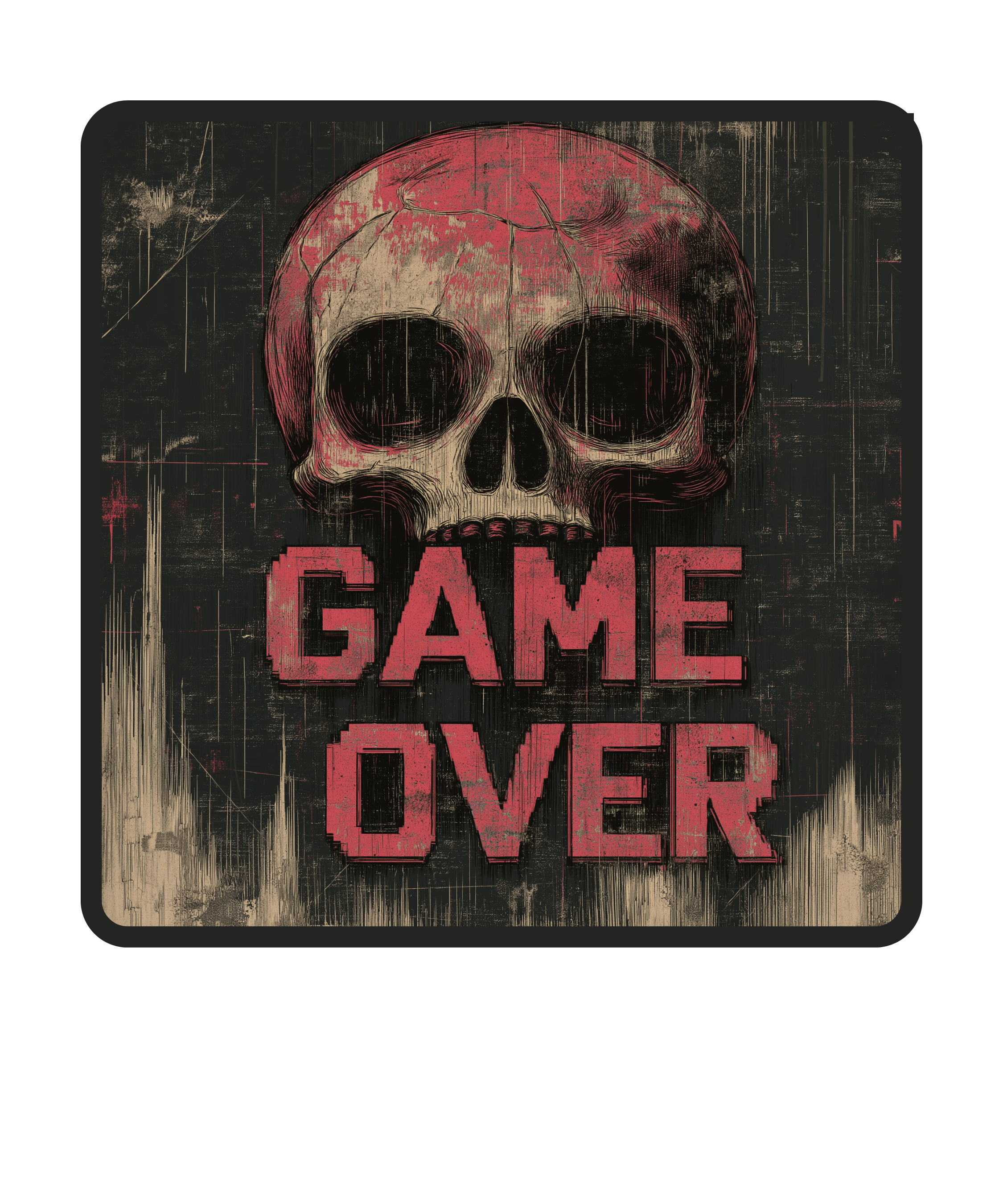 Game Over skull grunge gamer design
